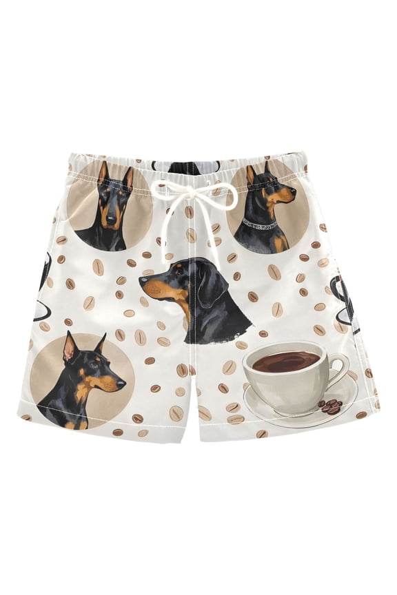 BZSMCE Beach Shorts Trunks Quick Dry Short German Shepherd Coffee Coffee Beans Pattern Of Printed