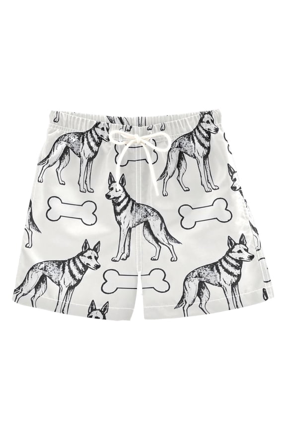 BZSMCE Beach Shorts Trunks Quick Dry Short German Shepherd Dog Bones Pattern Of Printed