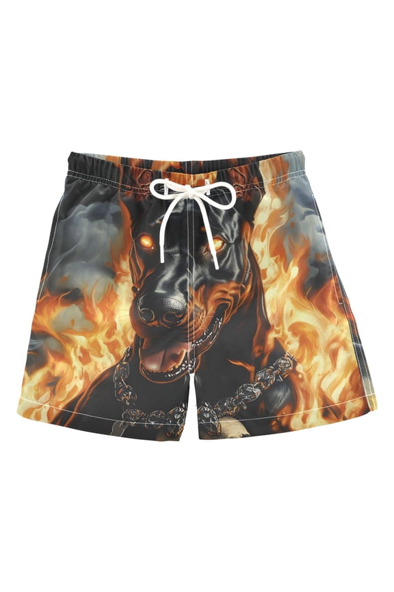 BZSMCE Beach Shorts Trunks Quick Dry Short German Shepherd Dog Fire Of Printed