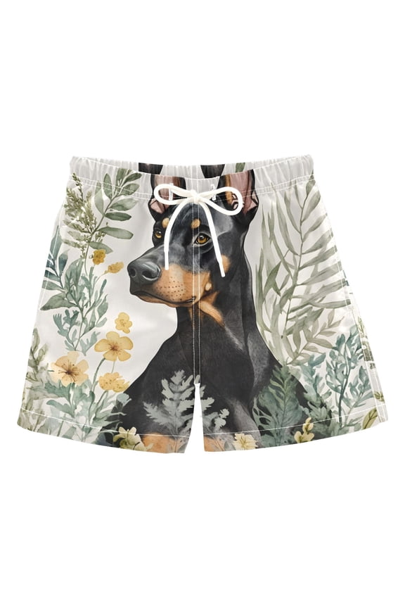 BZSMCE Beach Shorts Trunks Quick Dry Short German Shepherd Dog Flower Grass Of Printed