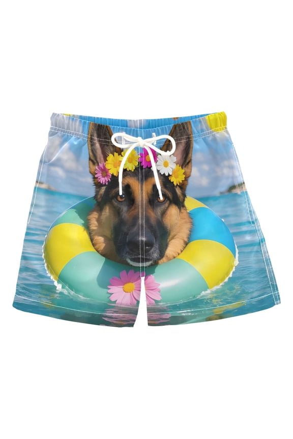 BZSMCE Beach Shorts Trunks Quick Dry Short German Shepherd Swimming Ring Garland Of Printed