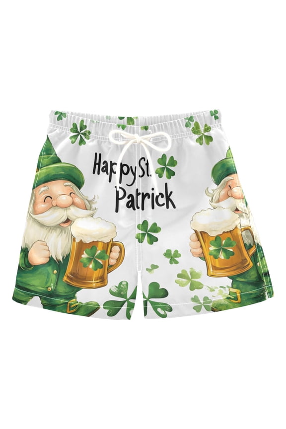 BZSMCE Beach Shorts Trunks Quick Dry Short Gnome Clover Bear Of Printed