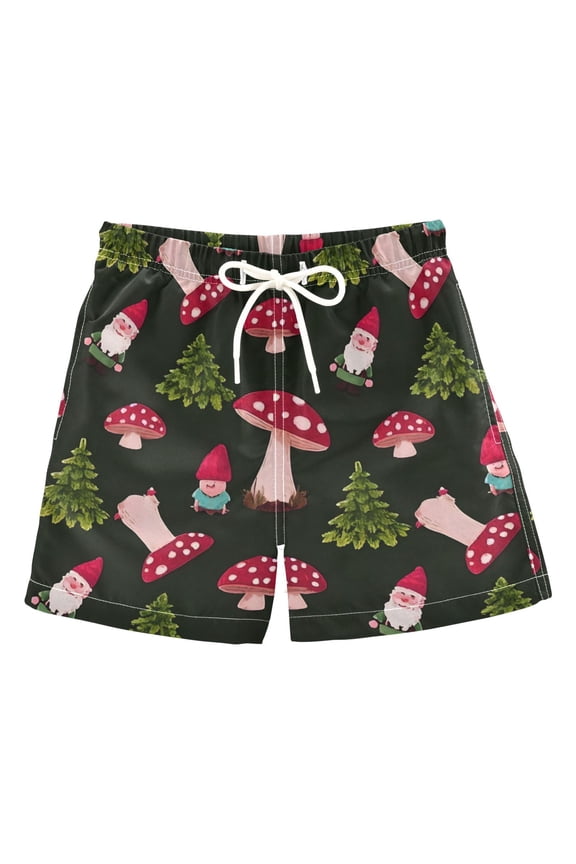 BZSMCE Beach Shorts Trunks Quick Dry Short Gnomes Mushroom Tree Pattern Of Printed