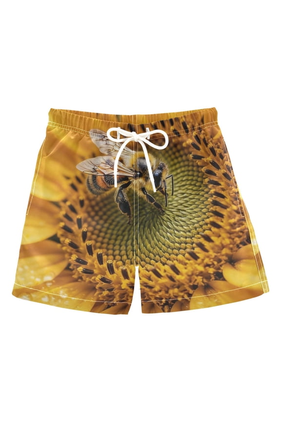 BZSMCE Beach Shorts Trunks Quick Dry Short Golden Nectar Of Printed
