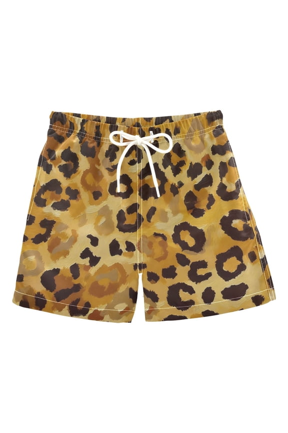 BZSMCE Beach Shorts Trunks Quick Dry Short Golden Wild Leopard Of Printed