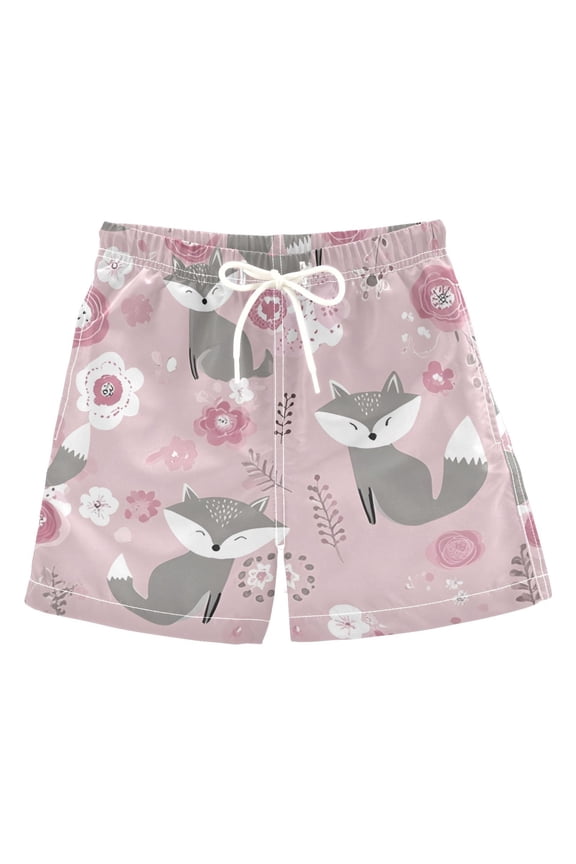 BZSMCE Beach Shorts Trunks Quick Dry Short Grey Fox Pattern Of Printed