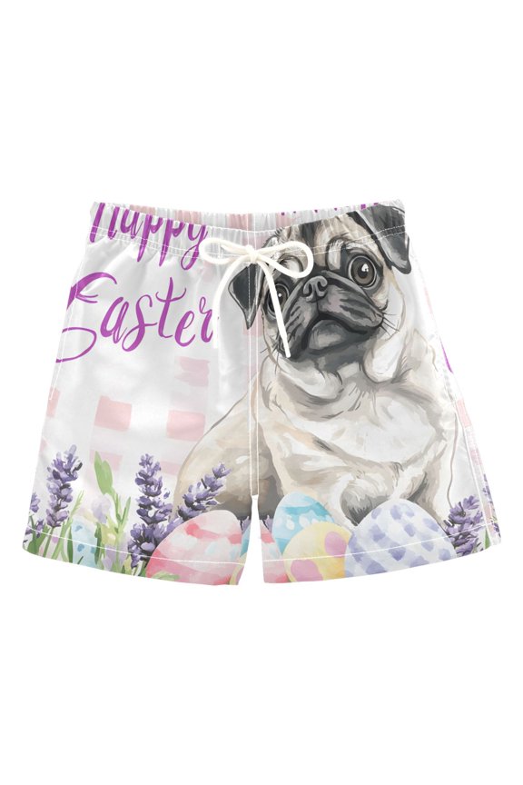 BZSMCE Beach Shorts Trunks Quick Dry Short Happy Pug Of Printed