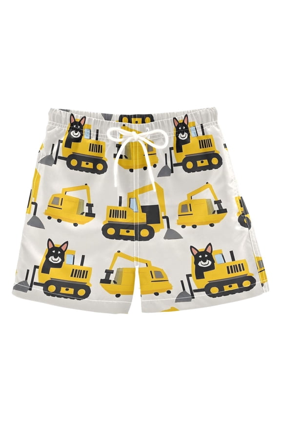 BZSMCE Beach Shorts Trunks Quick Dry Short Husky Bulldozer Pattern Of Printed