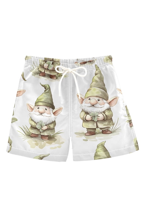 BZSMCE Beach Shorts Trunks Quick Dry Short Lucky Gnome Clover Pattern Of Printed