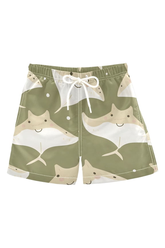 BZSMCE Beach Shorts Trunks Quick Dry Short Manta Ray Of Printed