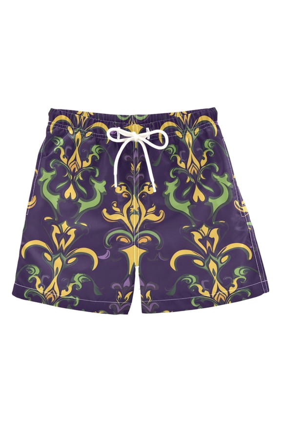 BZSMCE Beach Shorts Trunks Quick Dry Short Mardi Gras Fleur Flower Pattern Of Printed