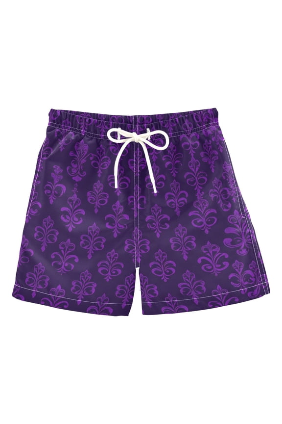 BZSMCE Beach Shorts Trunks Quick Dry Short Mardi Gras Purpl Fleur Pattern Of Printed