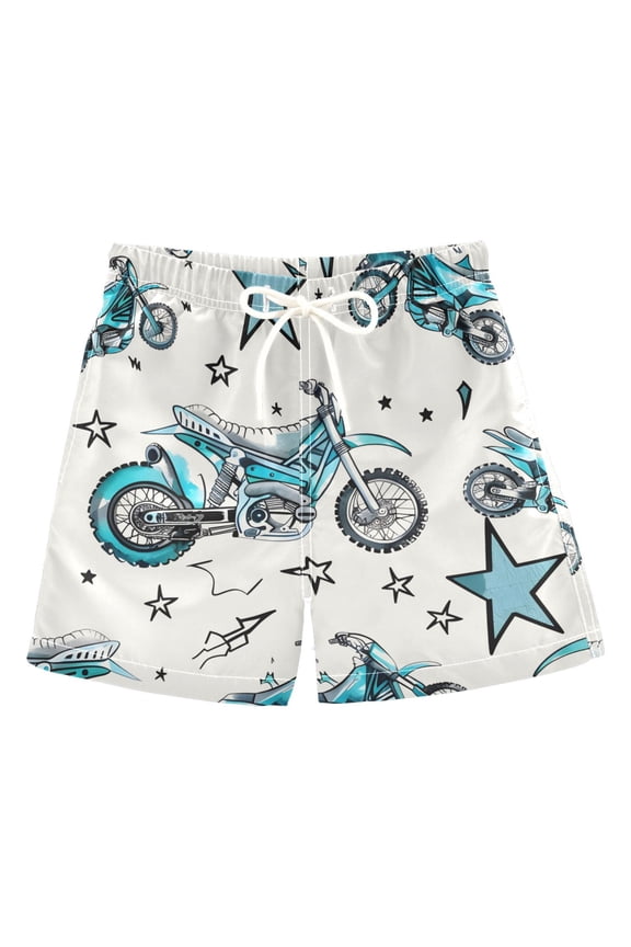 BZSMCE Beach Shorts Trunks Quick Dry Short Motorcycle Blue Pattern Of Printed
