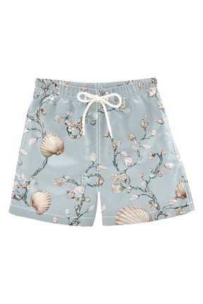 BZSMCE Beach Shorts Trunks Quick Dry Short Ocean Shell Gem Themed Pattern Of Printed