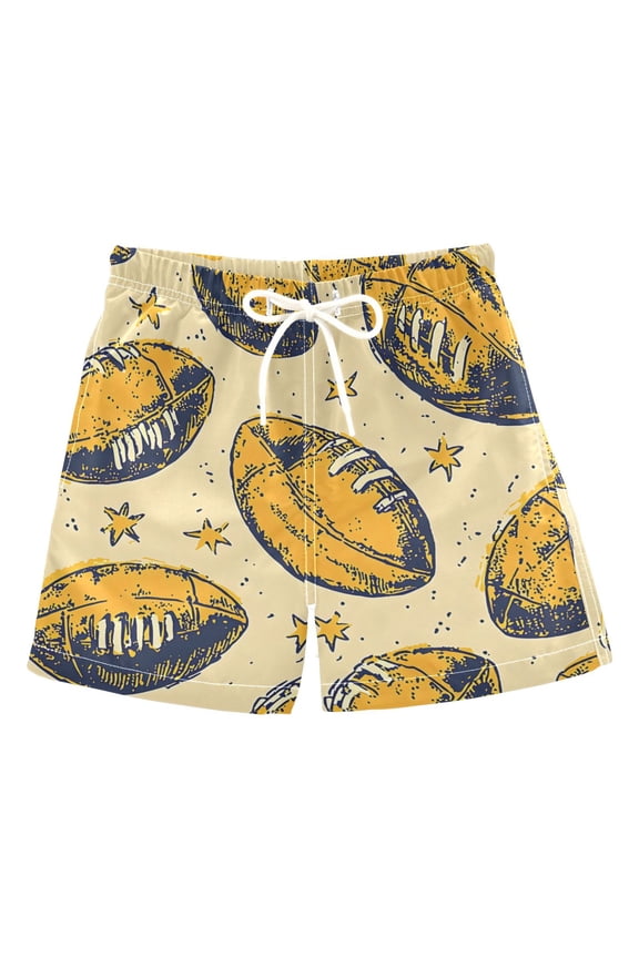 BZSMCE Beach Shorts Trunks Quick Dry Short Pattern Rugby Yellow Pattern Of Printed