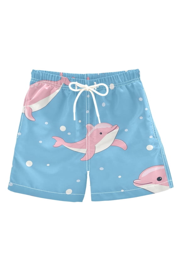 BZSMCE Beach Shorts Trunks Quick Dry Short Pink Dolphins Pattern Of Printed