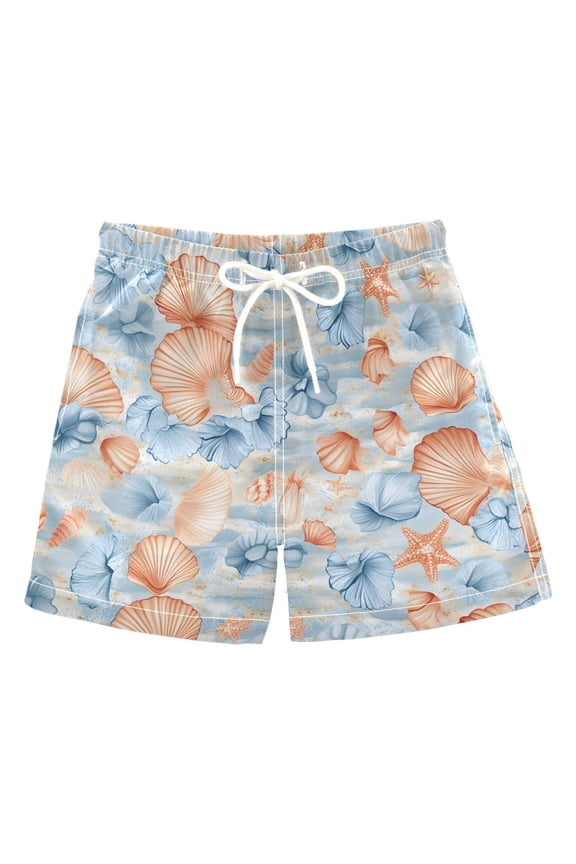 BZSMCE Beach Shorts Trunks Quick Dry Short Pink Shell Blue Shell Pattern Of Printed