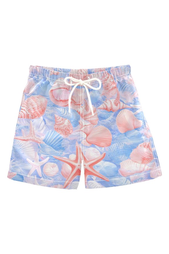 BZSMCE Beach Shorts Trunks Quick Dry Short Pink Shell Pattern Of Printed