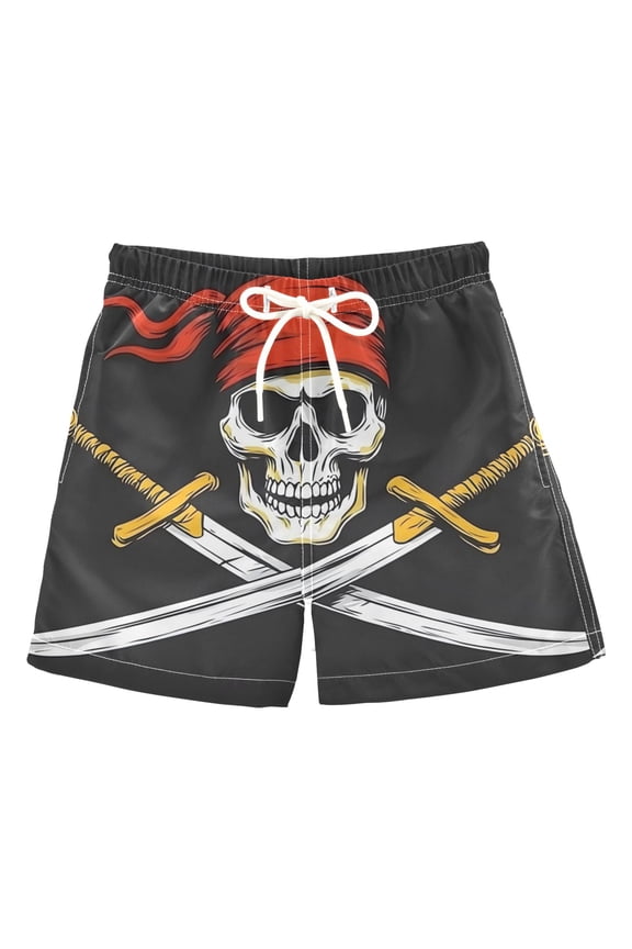 BZSMCE Beach Shorts Trunks Quick Dry Short Pirate Pattern Of Printed
