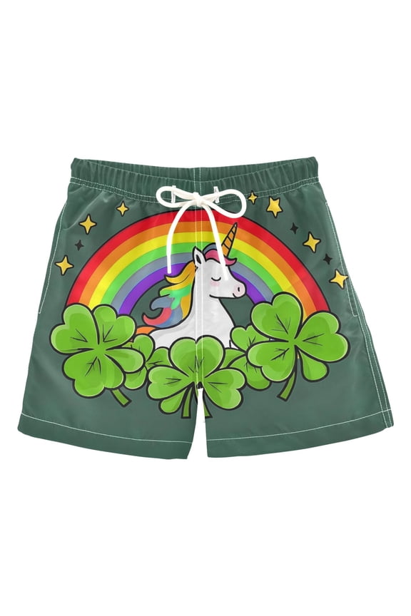 BZSMCE Beach Shorts Trunks Quick Dry Short Rainbow Clover Of Printed