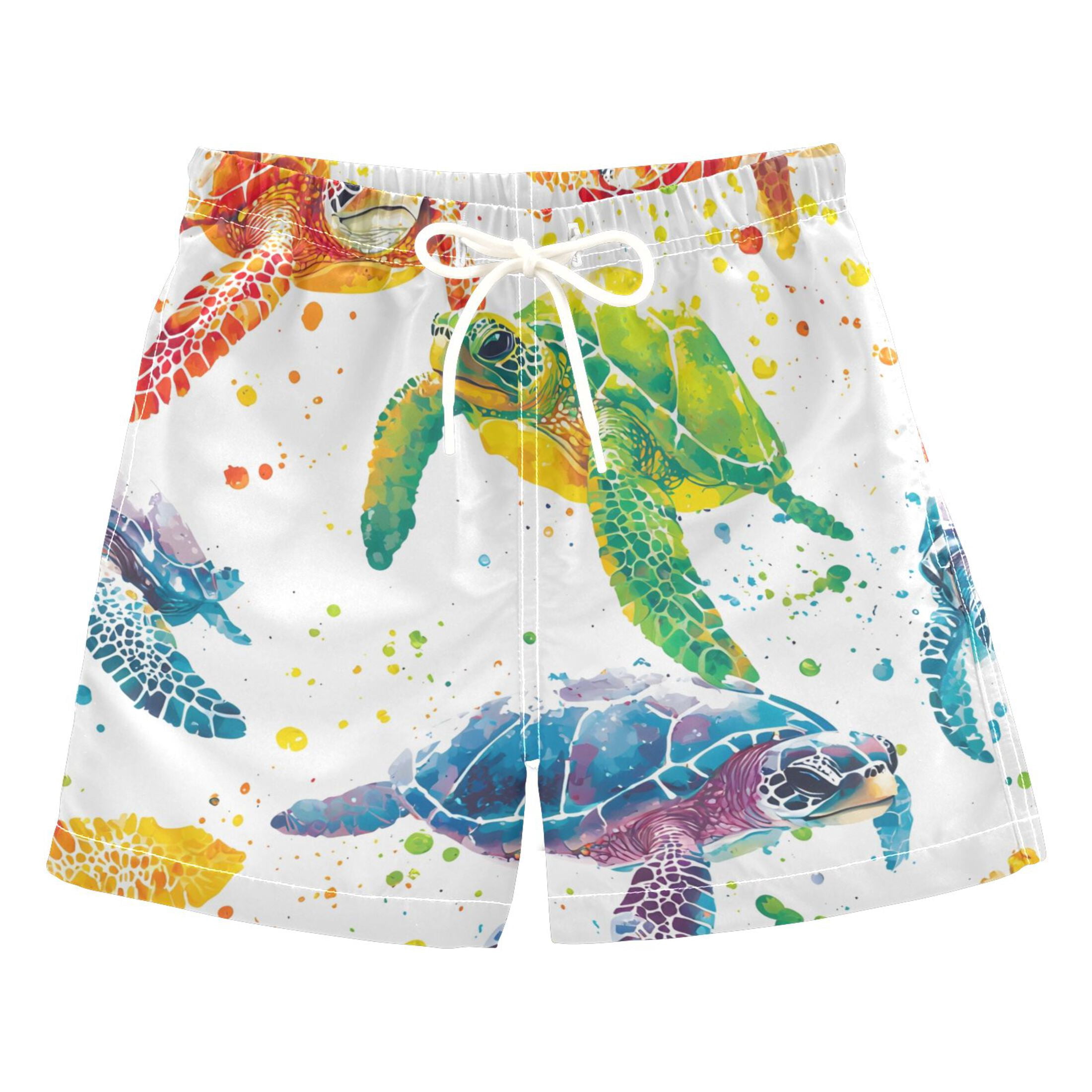 BZSMCE Beach Shorts Trunks Quick Dry Short Rainbow Sea Turtle Splash ...