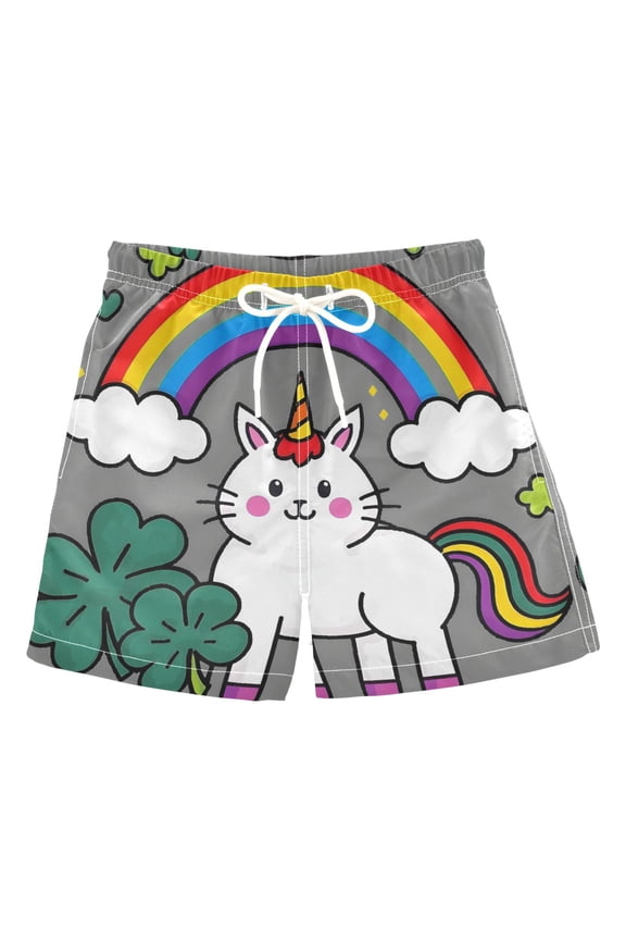 BZSMCE Beach Shorts Trunks Quick Dry Short Rainbow Unicorn Of Printed