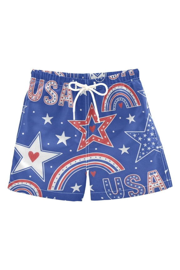 BZSMCE Beach Shorts Trunks Quick Dry Short Rainbows Patriotic 4th Of July Of Printed