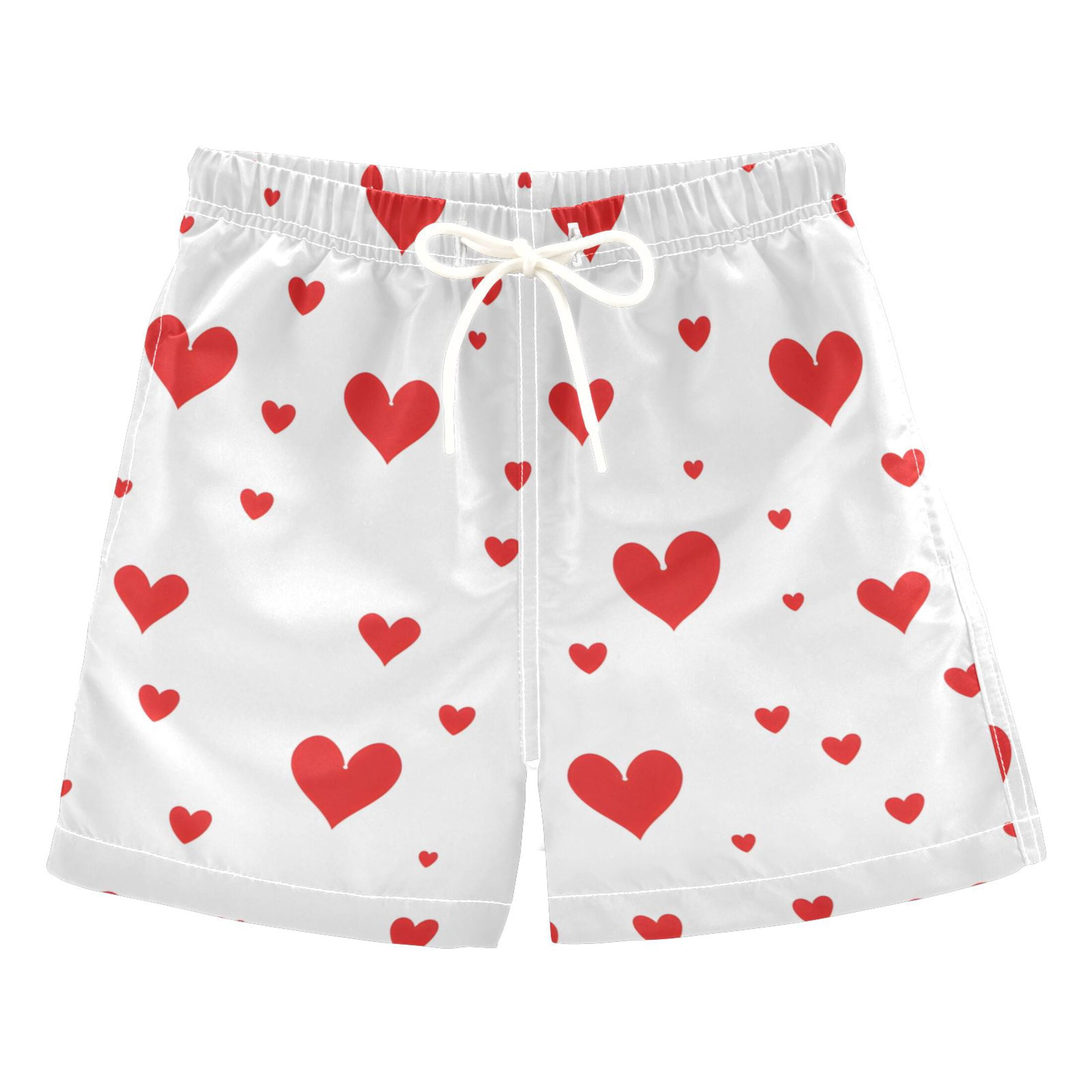 Heart Design Trunks BZSMCE Beach Shorts Trunks Quick Dry Short Red Hearts Tile Pattern Of ...