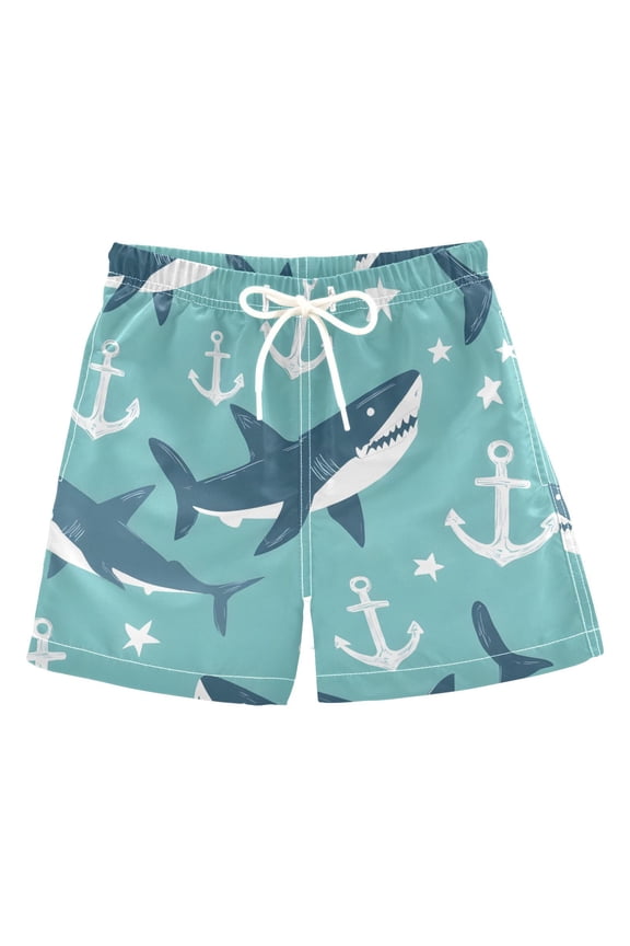 BZSMCE Beach Shorts Trunks Quick Dry Short Shark Boat Anchor Of Printed