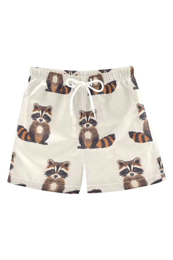 BZSMCE Beach Shorts Trunks Quick Dry Short Sitting Raccoon Stripe Pattern Of Printed