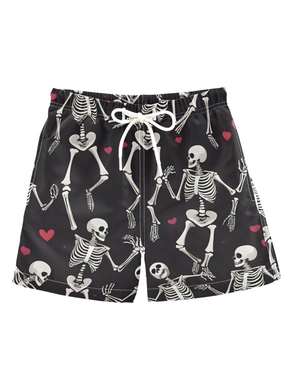BZSMCE Beach Shorts Trunks Quick Dry Short Skull Dancing Pattern Of Printed