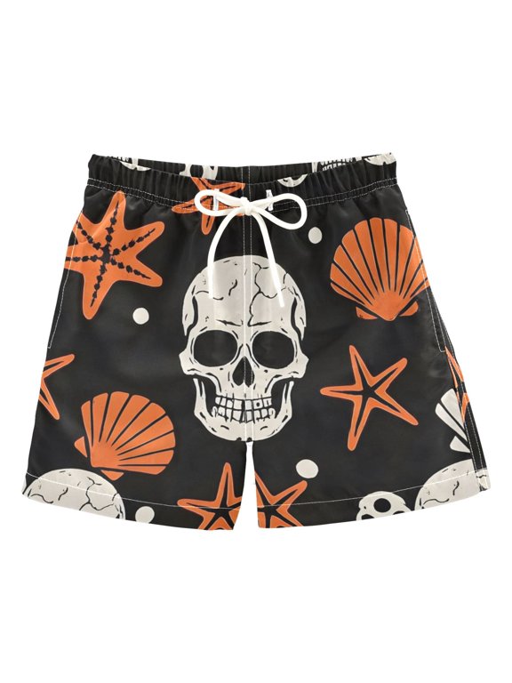 BZSMCE Beach Shorts Trunks Quick Dry Short Skull Starfish Shell Pattern Of Printed