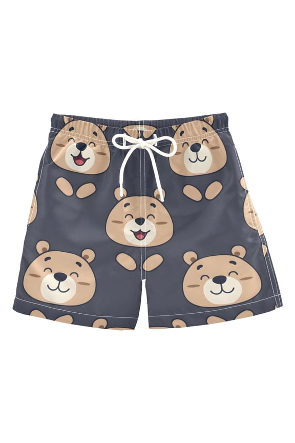 BZSMCE Beach Shorts Trunks Quick Dry Short Smiling Bear Of Printed