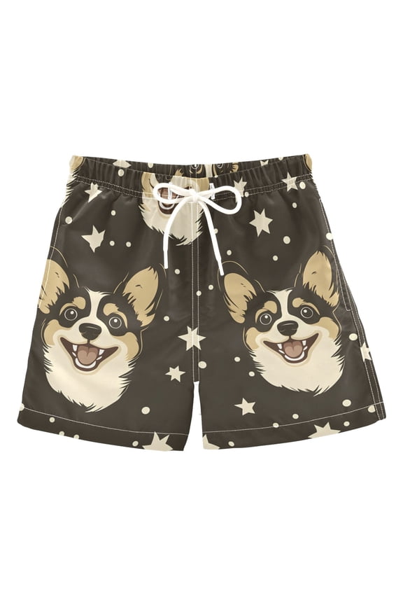BZSMCE Beach Shorts Trunks Quick Dry Short Starry Corgi Face Pattern Of Printed