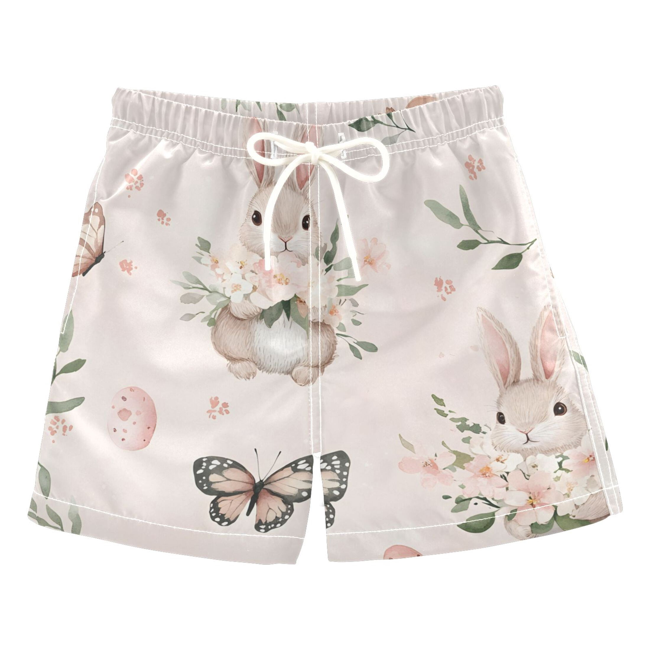 BZSMCE Beach Shorts Trunks Quick Dry Short Sweet Watercolor Rabbit ...