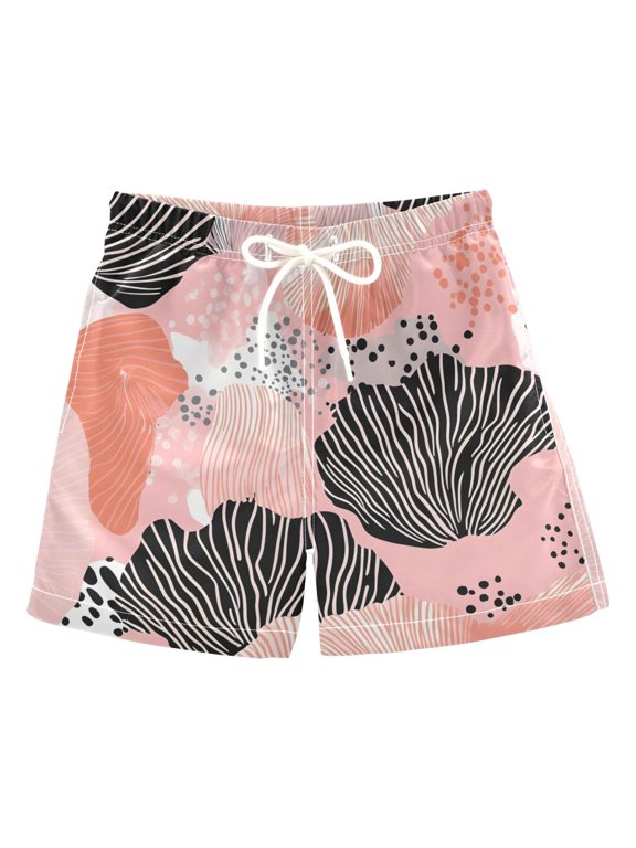 BZSMCE Beach Shorts Trunks Quick Dry Short Trendy Hand Drawn Summer Sea Shells Pattern Of Printed