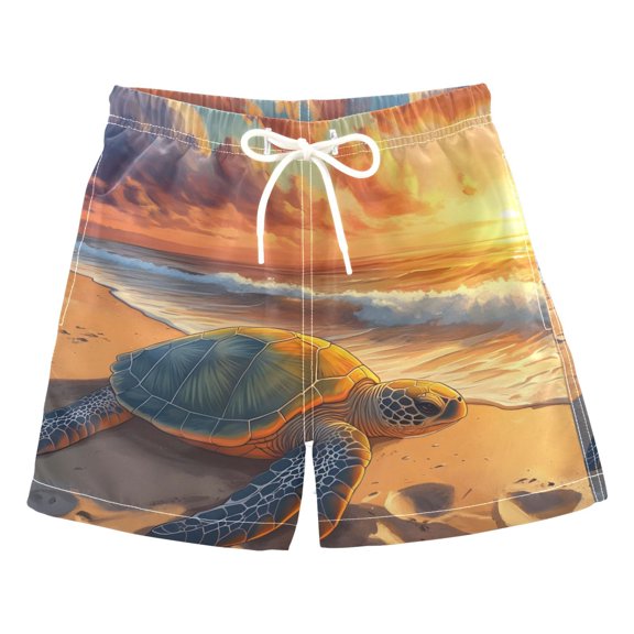 BZSMCE Beach Shorts Trunks Quick Dry Short Turtle Beach Sunset Of Printed