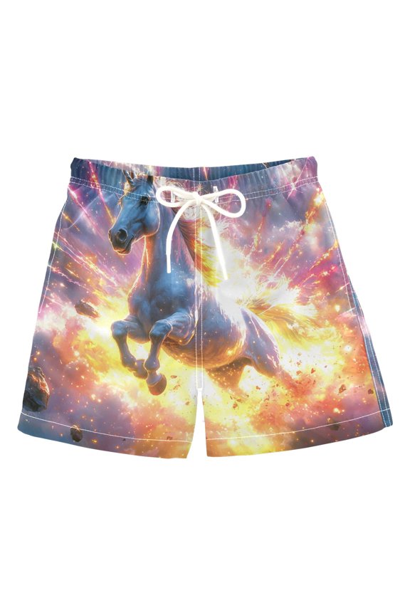 BZSMCE Beach Shorts Trunks Quick Dry Short Unicorn Explosion Pattern Of Printed
