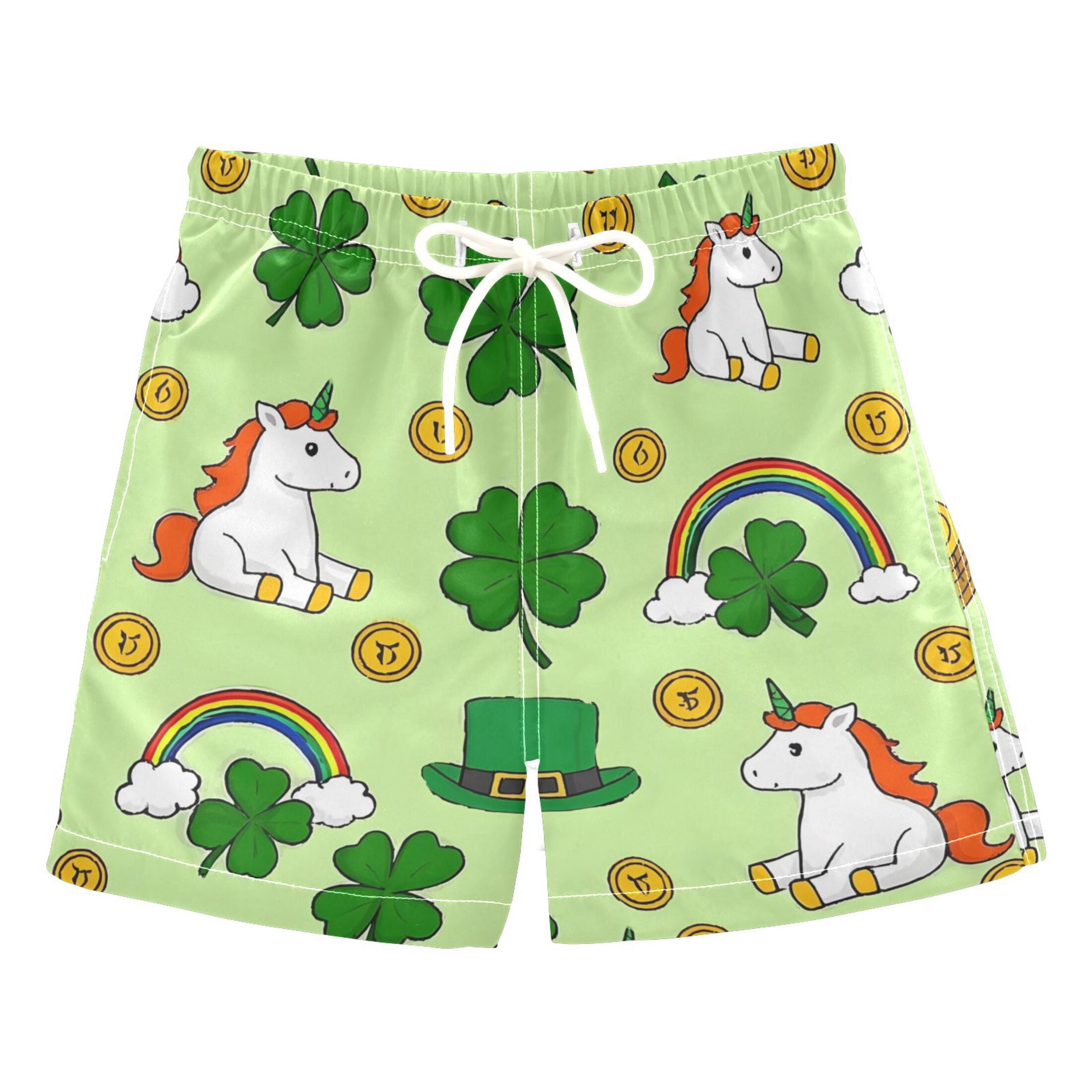 BZSMCE Beach Shorts Trunks Quick Dry Short Unicorn Rainbow Clover ...