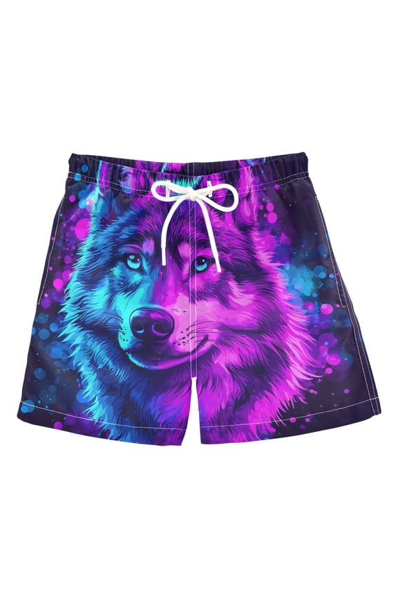 BZSMCE Beach Shorts Trunks Quick Dry Short Wolf Blue Pattern Of Printed