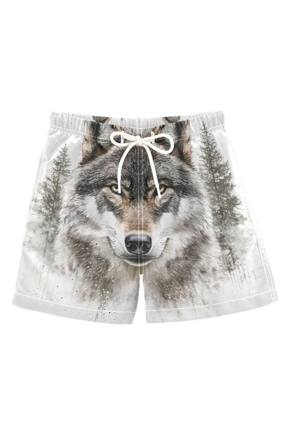 BZSMCE Beach Shorts Trunks Quick Dry Short Wolf Pattern (3) Of Printed