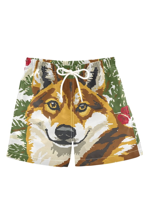 BZSMCE Beach Shorts Trunks Quick Dry Short Wolf Pattern (4) Of Printed