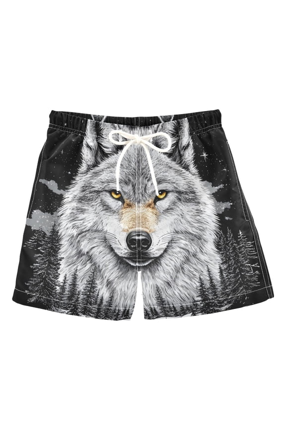 BZSMCE Beach Shorts Trunks Quick Dry Short Wolf Pattern (6) Of Printed