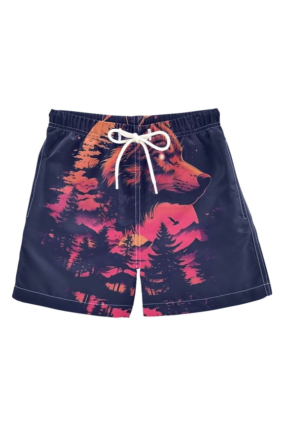 BZSMCE Beach Shorts Trunks Quick Dry Short Wolf Pattern (7) Of Printed