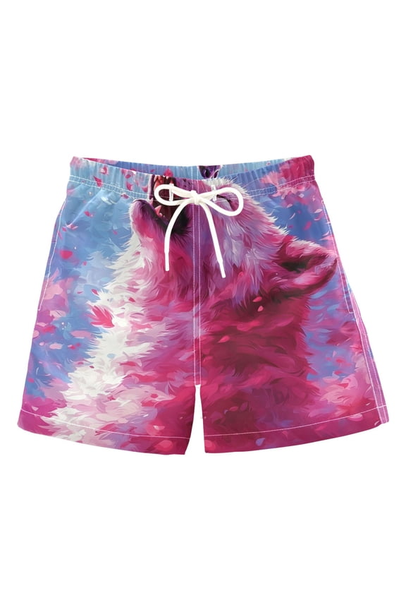 BZSMCE Beach Shorts Trunks Quick Dry Short Wolf Pattern Of Printed