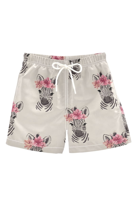 BZSMCE Beach Shorts Trunks Quick Dry Short Zebra Flower Of Printed