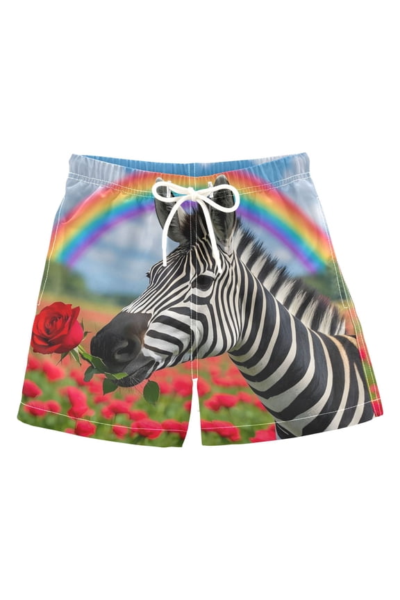 BZSMCE Beach Shorts Trunks Quick Dry Short Zebra Rose Of Printed