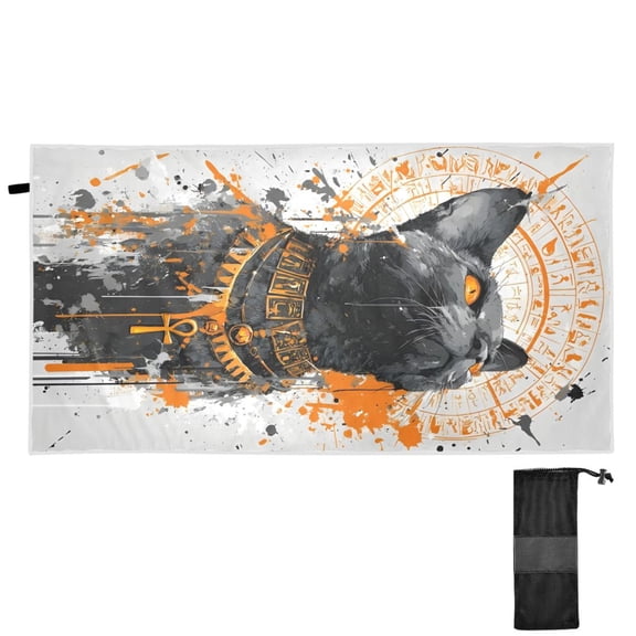BZSMCE Beach Towel Quick Dry Camping Towels Creativity Gilded Splatter Cat of Pattern