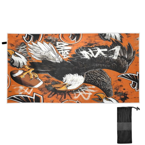 BZSMCE Beach Towel Quick Dry Camping Towels Creativity Orange Rebel Eagles of Pattern