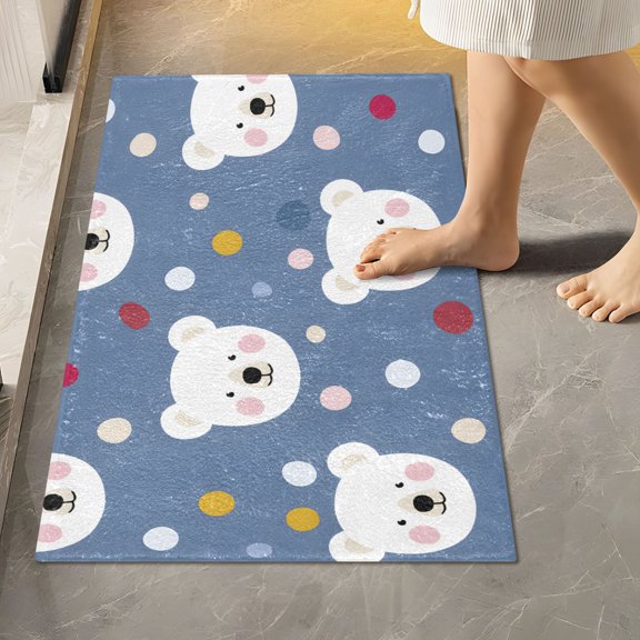 BZSMCE Bear Dot Pattern Pattern 2-Piece Non-Slip Absorbent Bathroom Rug Set, Soft Bath Mat & Toilet Rug